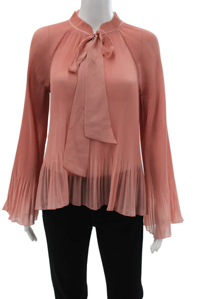 Derek Lam 10 Crosby Womens Tunic Blouse Pink High Neck Tie Long Sleeve Size 6
