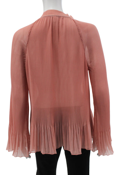 Derek Lam 10 Crosby Womens Tunic Blouse Pink High Neck Tie Long Sleeve Size 6
