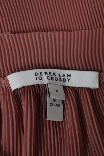 Derek Lam 10 Crosby Womens Tunic Blouse Pink High Neck Tie Long Sleeve Size 6