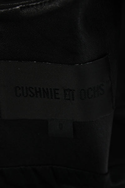 Cushnie Et Ochs Women Leather V-Neck Sleeveless Basic Tank Black Size 0
