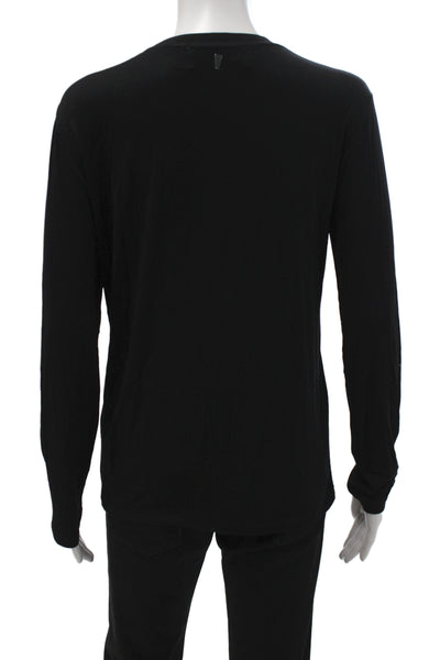 Prabal Gurung Womens Jersey Tee Black Crewneck Long Sleeve Butterfly Size XS