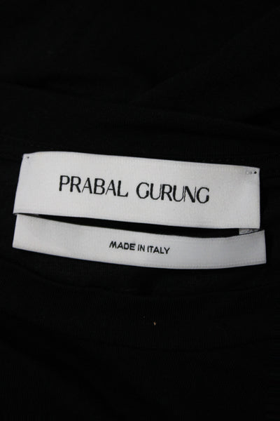 Prabal Gurung Womens Jersey Tee Black Crewneck Long Sleeve Butterfly Size XS