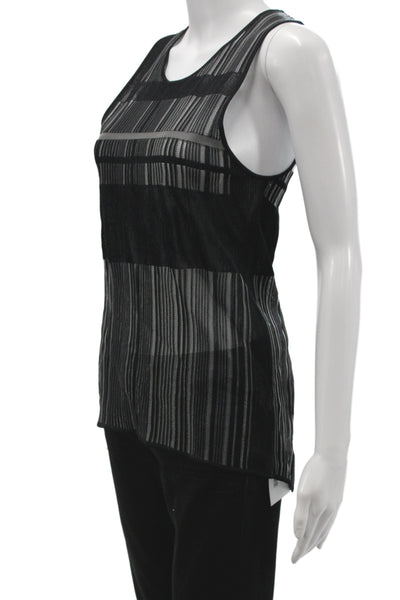 Helmut Lang Women Black Striped Scoop Neck Sleeveless Basic Tank Size 0P