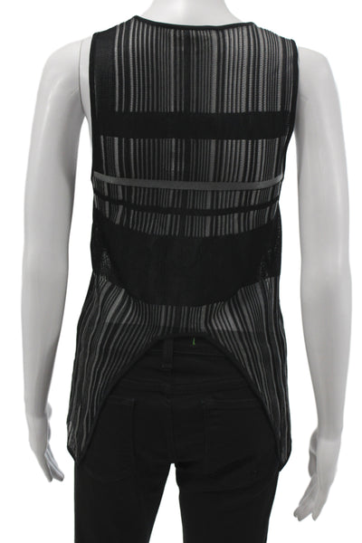 Helmut Lang Women Black Striped Scoop Neck Sleeveless Basic Tank Size 0P