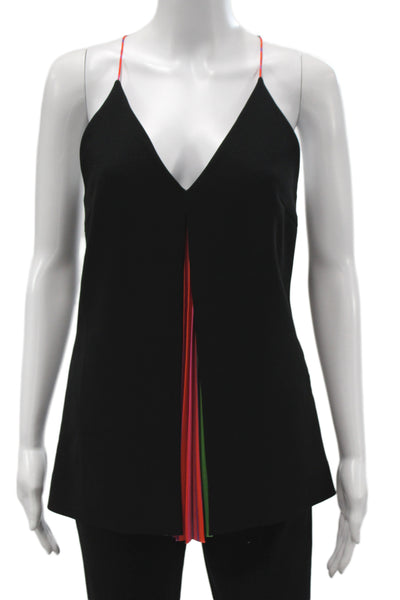 Mary Katrantzou Womens Black V-Neck Camisole Sleeveless Triacetate Size 2