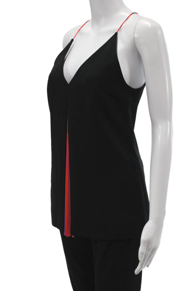 Mary Katrantzou Womens Black V-Neck Camisole Sleeveless Triacetate Size 2