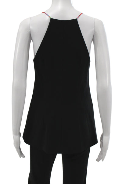 Mary Katrantzou Womens Black V-Neck Camisole Sleeveless Triacetate Size 2