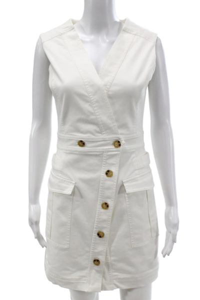 Derek Lam 10 Crosby Women Mini V-Neck Sleeveless White Dress Size 0