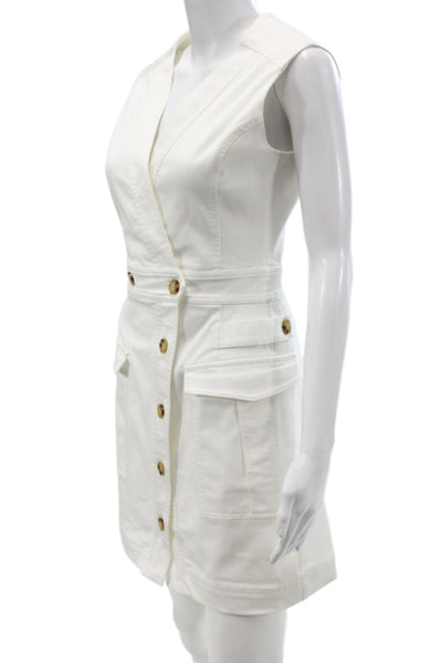 Derek Lam 10 Crosby Women Mini V-Neck Sleeveless White Dress Size 0