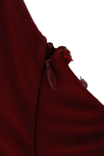 Sherri Hill Women Sheath Dress Red One Shoulder Zip Mid-Calf Size S
