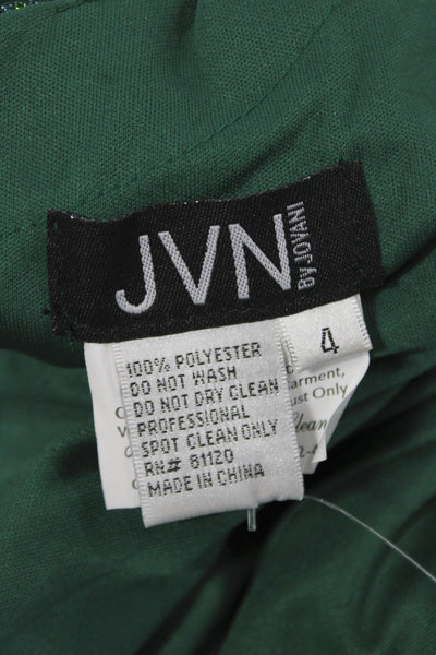 JVN by Jovani Womens A-Line Green V-Neck Lace-Up Sleeveless Party Dress Size 4