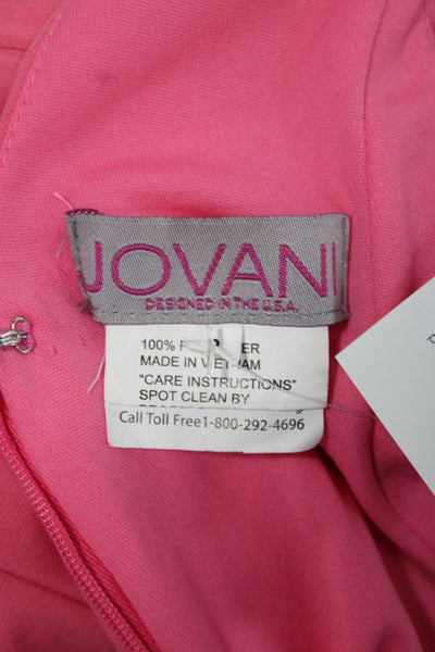 Jovani Women Maxi Dress Pink V-Neck Sleeveless Zip 100% Polyester Size 8