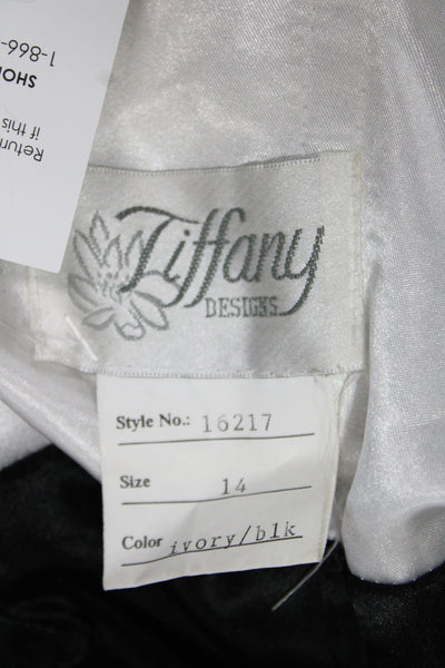 Tiffany Designs Women Mermaid Sweetheart Mid-Calf Ivory Dress Size 14