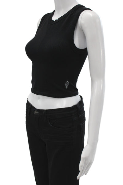 FP Movement Womens Cropped Black Tank Crewneck Athleisure Size XS