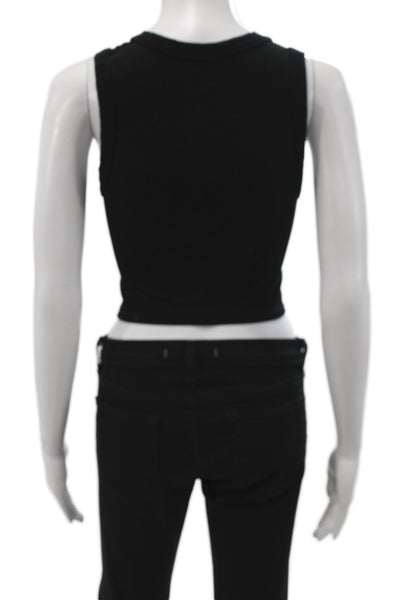 FP Movement Womens Cropped Black Tank Crewneck Athleisure Size XS