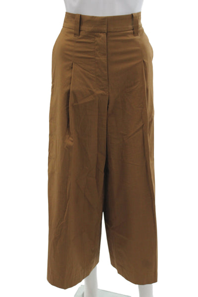 A.L.C. Womens Cropped Brown Pants Button Closure Minimalist Size 4