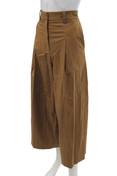 A.L.C. Womens Cropped Brown Pants Button Closure Minimalist Size 4