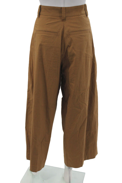 A.L.C. Womens Cropped Brown Pants Button Closure Minimalist Size 4