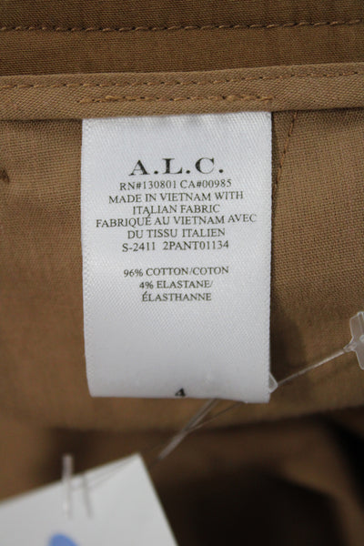 A.L.C. Womens Cropped Brown Pants Button Closure Minimalist Size 4