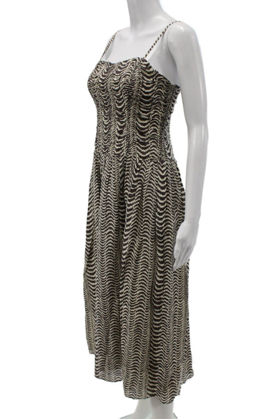 Madewell Women Sundress Brown Animal Print Square Neck Knee Length Size 0