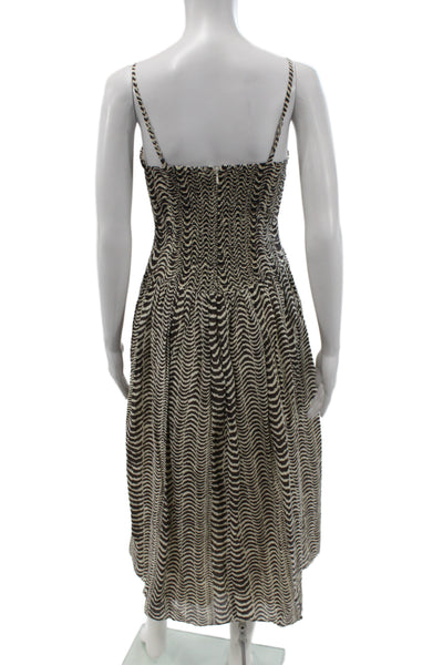 Madewell Women Sundress Brown Animal Print Square Neck Knee Length Size 0