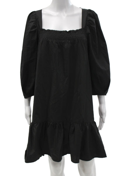 En Saison Women Mini Dress Black Square Neck 3/4 Sleeve Above Knee Size M