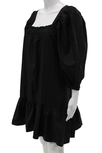 En Saison Women Mini Dress Black Square Neck 3/4 Sleeve Above Knee Size M
