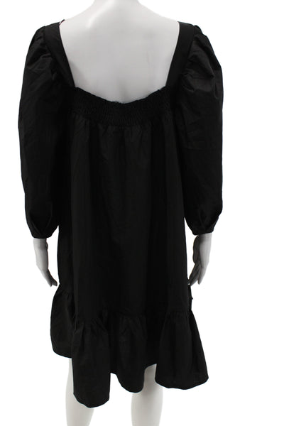 En Saison Women Mini Dress Black Square Neck 3/4 Sleeve Above Knee Size M