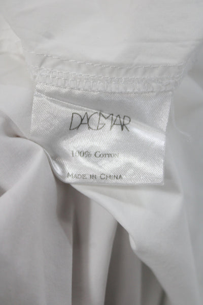 Dagmar Womens Tunic Blouse White V Neck Short Sleeve Cotton Size 42