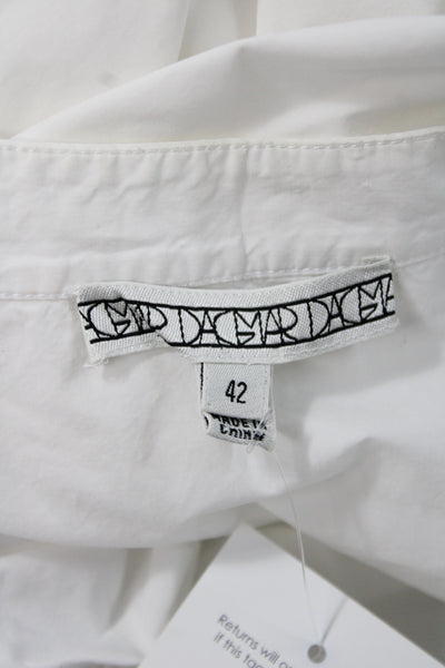Dagmar Womens Tunic Blouse White V Neck Short Sleeve Cotton Size 42