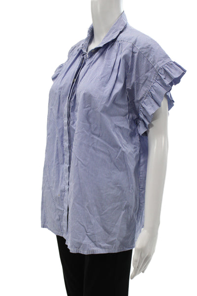 Birds of Paradis by Trovata Womens Blue Striped Cotton Blouse Size M