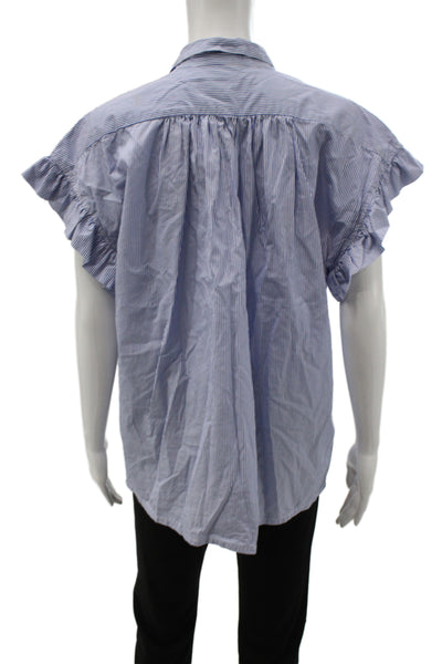 Birds of Paradis by Trovata Womens Blue Striped Cotton Blouse Size M