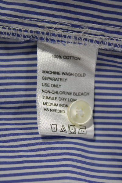 Birds of Paradis by Trovata Womens Blue Striped Cotton Blouse Size M