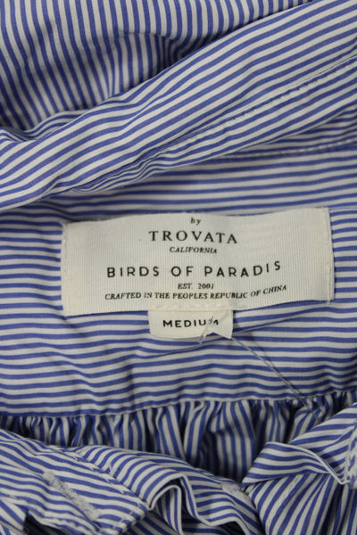 Birds of Paradis by Trovata Womens Blue Striped Cotton Blouse Size M