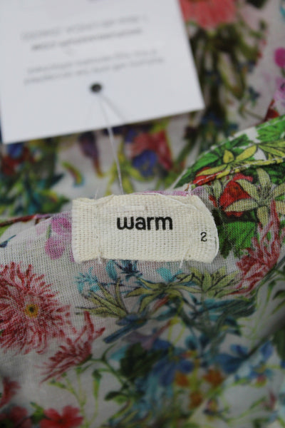 Warm Women Tunic Blouse Floral 3/4 Sleeve Multicolor Cotton Size 2