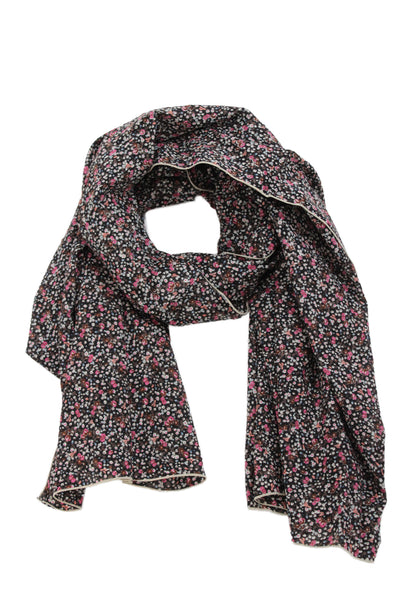 Acacia Womens Cotton Floral Print Wrap Shawl Black Size 42" x 60"
