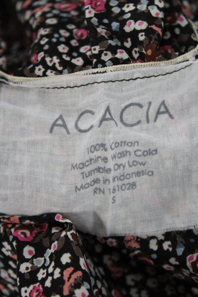 Acacia Womens Cotton Floral Print Wrap Shawl Black Size 42" x 60"