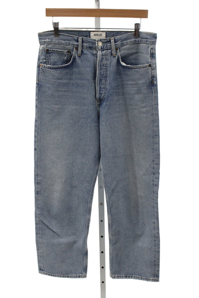 Agolde Women Straight Jeans Blue High Rise Button Fly Size 28