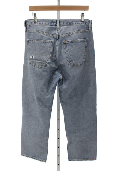 Agolde Women Straight Jeans Blue High Rise Button Fly Size 28