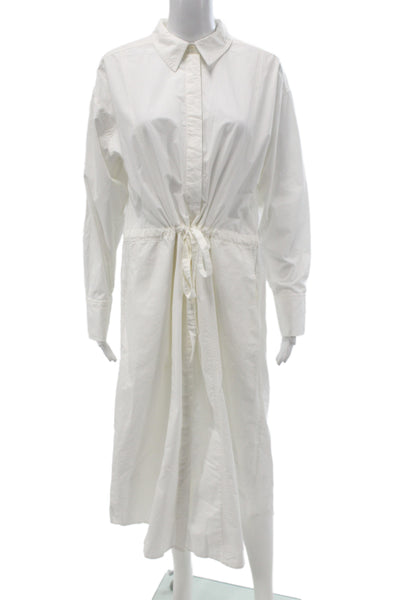 Apiece Apart Women Shirt Dress White Collared Long Sleeve Organic Cotton Size M