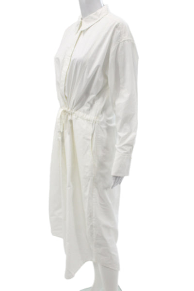 Apiece Apart Women Shirt Dress White Collared Long Sleeve Organic Cotton Size M