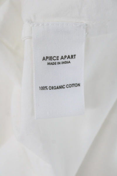 Apiece Apart Women Shirt Dress White Collared Long Sleeve Organic Cotton Size M