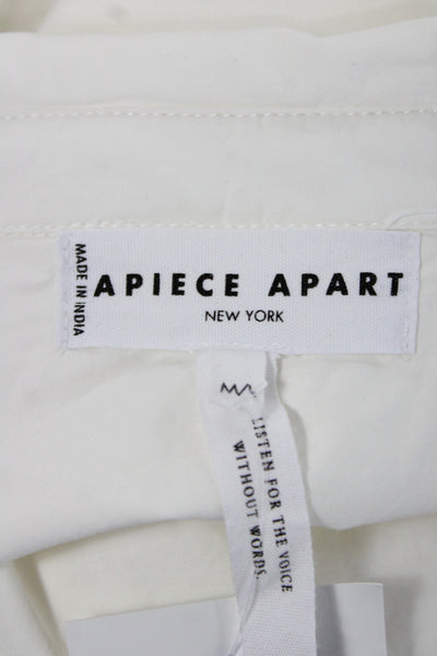 Apiece Apart Women Shirt Dress White Collared Long Sleeve Organic Cotton Size M