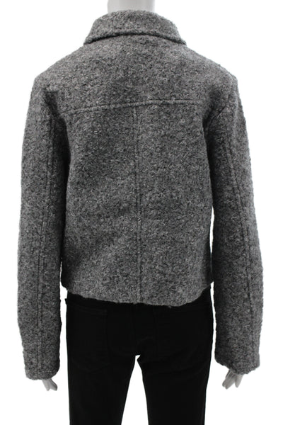 MNG Women Basic Jacket Gray Snap Long Sleeve Polyester Casual Size M