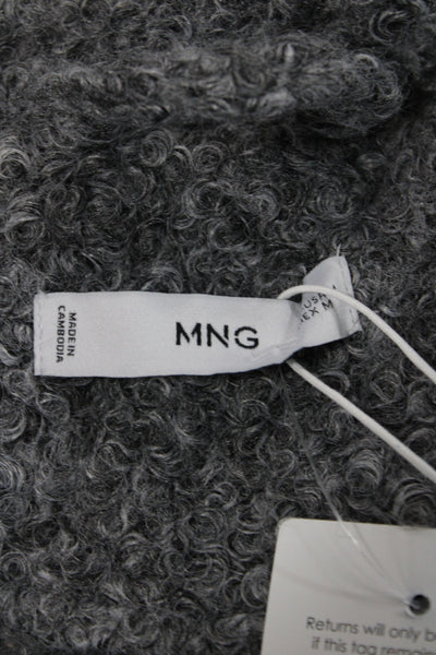MNG Women Basic Jacket Gray Snap Long Sleeve Polyester Casual Size M