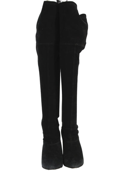Moschino Cheap & Chic Womens Suede Over The Knee Wedge Boots Black Size 9