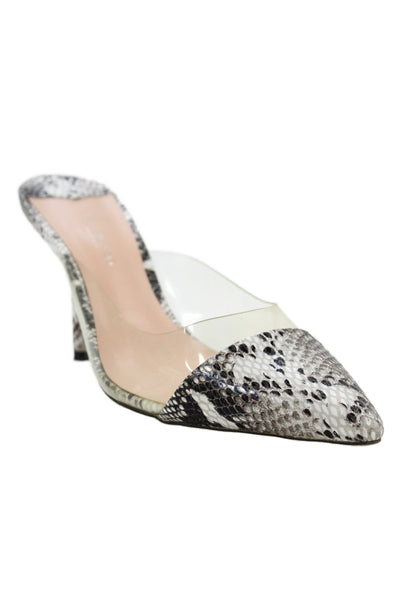 Tony Bianco Womens Leather Snakeskin Print Slip-On High Heels Gray Size 9