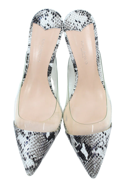 Tony Bianco Womens Leather Snakeskin Print Slip-On High Heels Gray Size 9