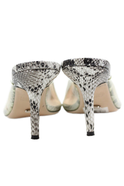 Tony Bianco Womens Leather Snakeskin Print Slip-On High Heels Gray Size 9