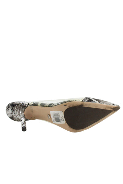Tony Bianco Womens Leather Snakeskin Print Slip-On High Heels Gray Size 9